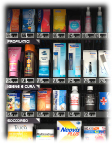 Drugs sample layout on a vending machine